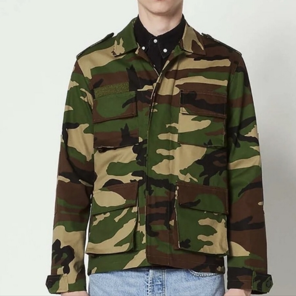 SANDRO Men's GI CAMOUFLAGE PRINT SHIRT JACKET SZ XS